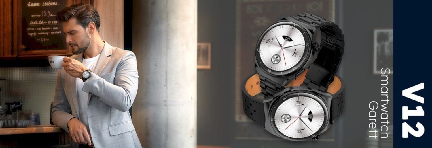 Smartwatch męski Garett V12 czarny stalowy. Smartwatch męski Garett. Zegarek męski Garett. Męski zegarek z bluetooth. Męski zegarek smartwatch z rozmowami. Zegarek z funkcjami sportowymi. Zegarek męski na bransolecie Garett idealny na prezent  (4).jpg